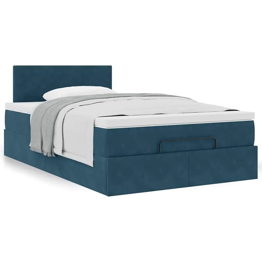 Cadre de lit ottoman avec matelas bleu foncé 120x200 cm velours - 4