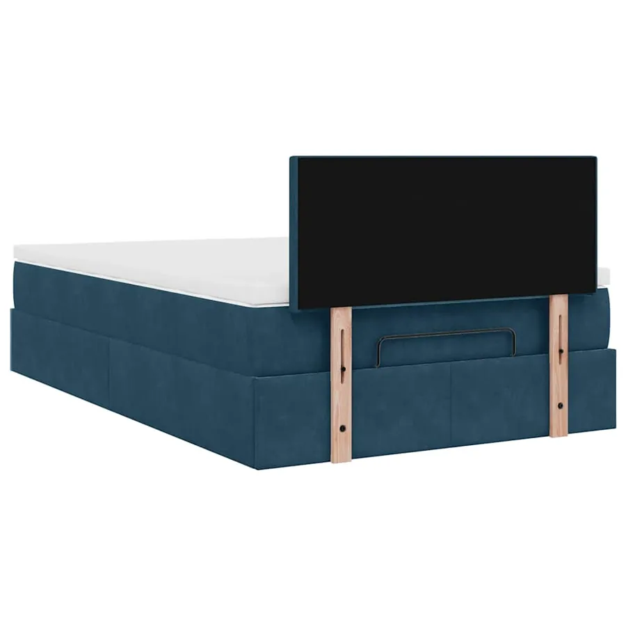 Cadre de lit ottoman avec matelas bleu foncé 120x200 cm velours - 9