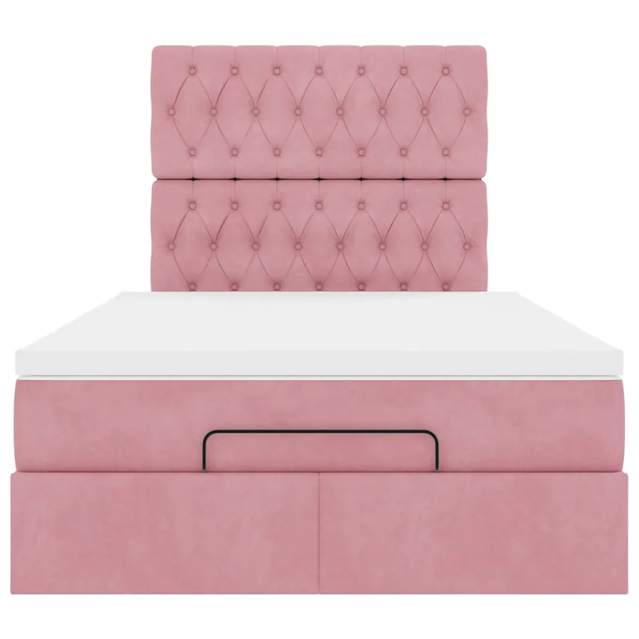Cadre de lit ottoman avec matelas rose 120x200 cm velours - 7