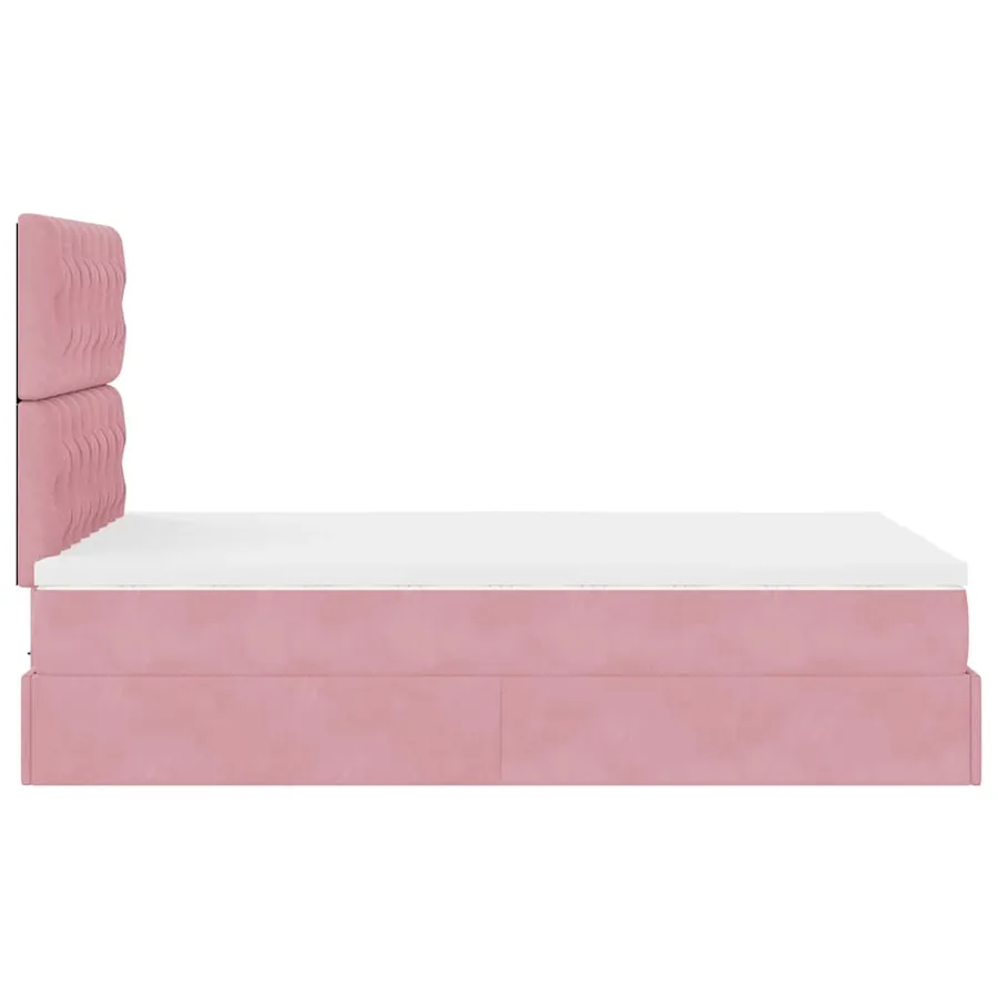 Cadre de lit ottoman avec matelas rose 120x200 cm velours - 8
