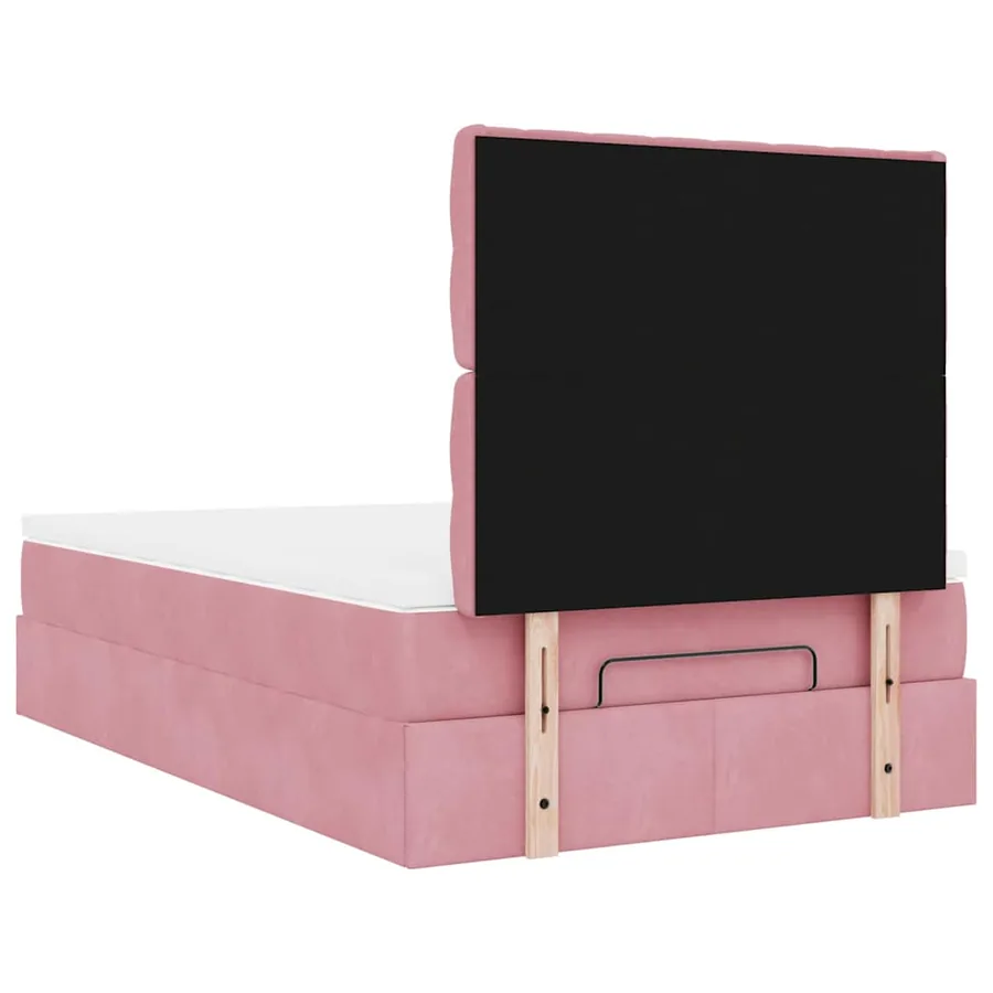 Cadre de lit ottoman avec matelas rose 120x200 cm velours - 9