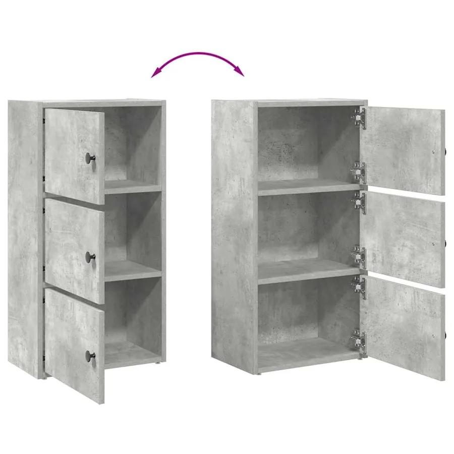 Bibliothèque gris béton 40x24x77 cm bois d'ingénierie - 8