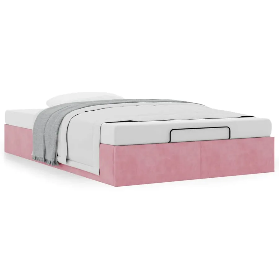 Cadre de lit ottoman sans matelas rose 120x200 cm velours - 4