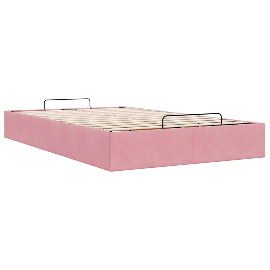 Cadre de lit ottoman sans matelas rose 120x200 cm velours - 9
