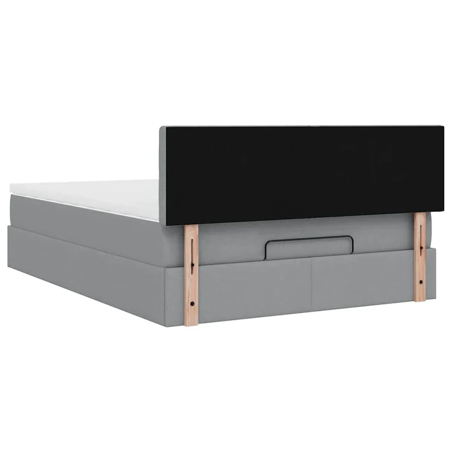 Cadre de lit ottoman et matelas gris clair 140x200 cm tissu - 11