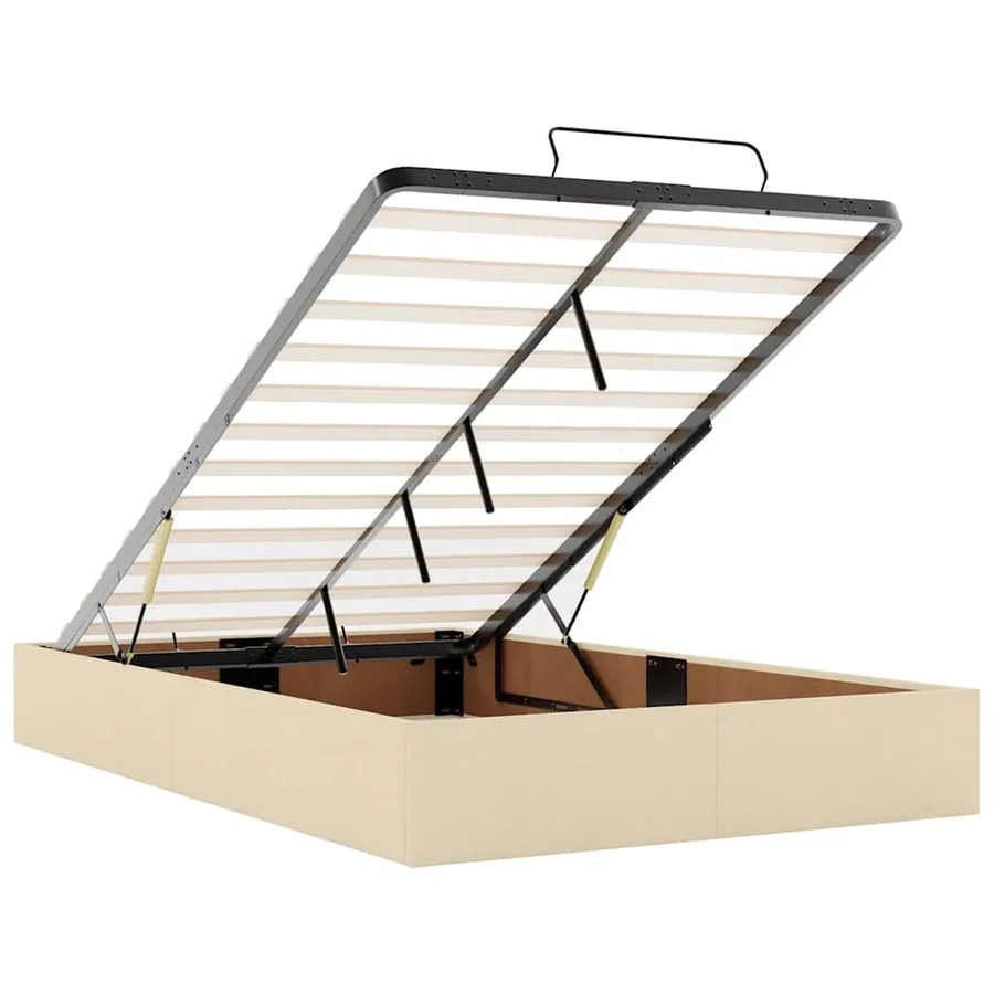 Cadre de lit ottoman avec matelas crème 120x190 cm tissu - 12
