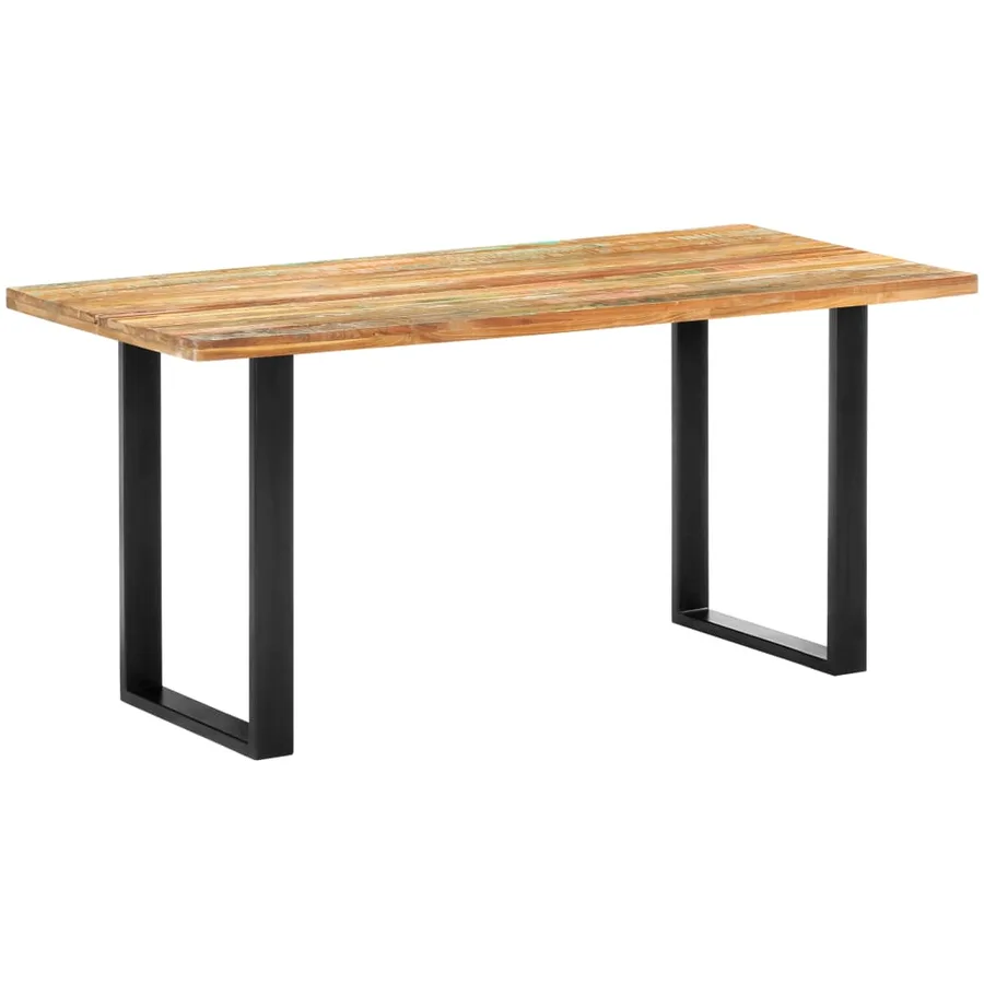 Table de salle à manger 160x80x75cm Bois de récupération massif - 10