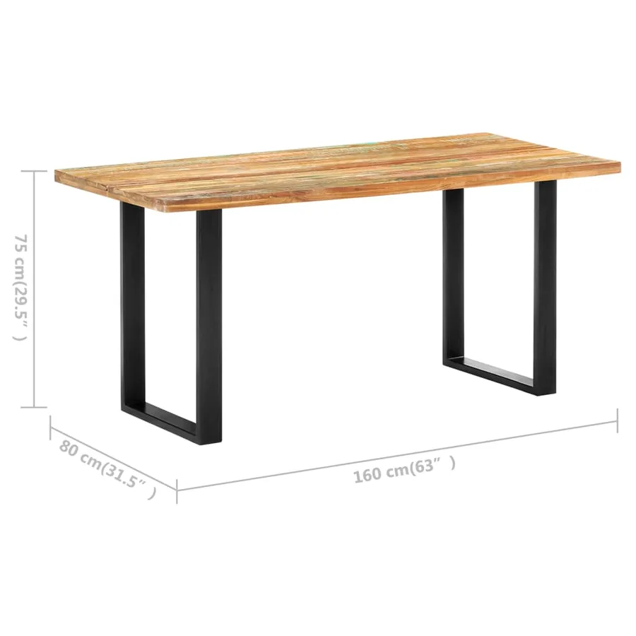 Table de salle à manger 160x80x75cm Bois de récupération massif - 7