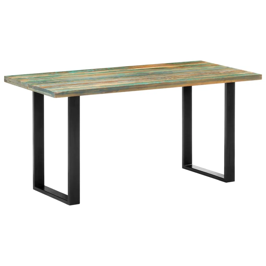 Table de salle à manger 160x80x75cm Bois de récupération massif - 9