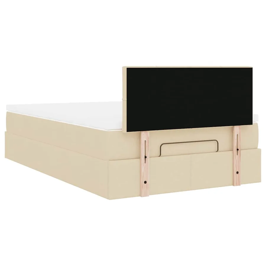Lit ottoman avec matelas et LED crème 120x190 cm tissu - 12