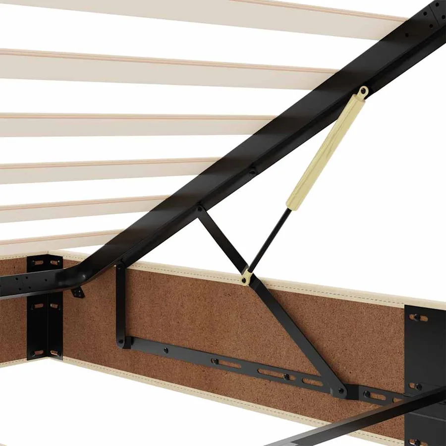 Lit ottoman avec matelas et LED crème 120x190 cm tissu - 14