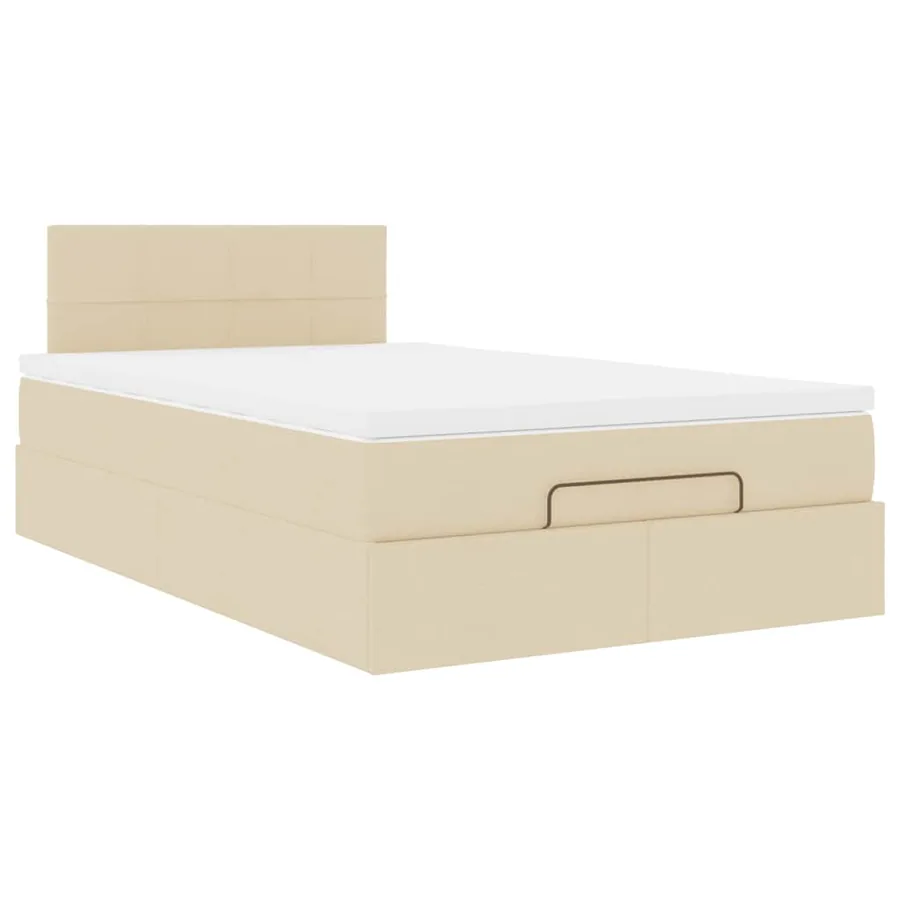 Lit ottoman avec matelas et LED crème 120x190 cm tissu - 7