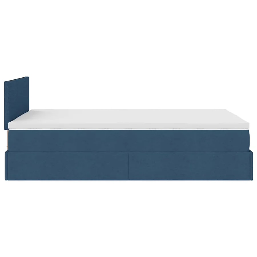 Lit ottoman avec matelas et LED bleu 120x190 cm tissu - 11