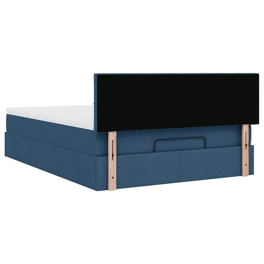 Cadre de lit ottoman avec matelas bleu 140x200 cm tissu - 12