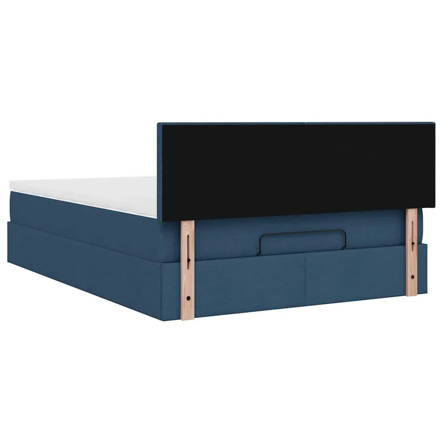 Cadre de lit ottoman avec matelas bleu 140x200 cm tissu - 12