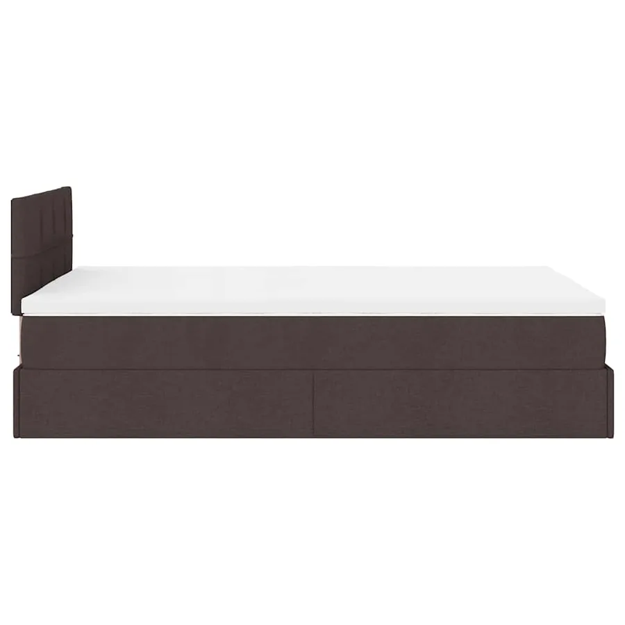 Cadre de lit ottoman avec matelas marron foncé 120x190 cm tissu - 11