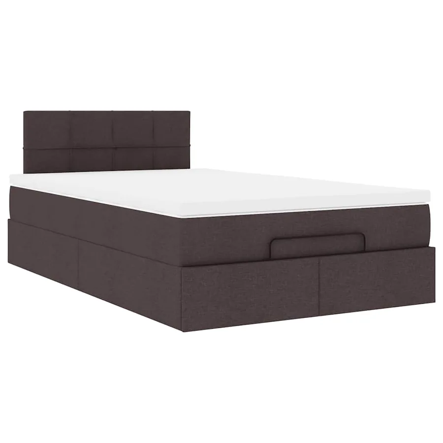 Cadre de lit ottoman avec matelas marron foncé 120x190 cm tissu - 7