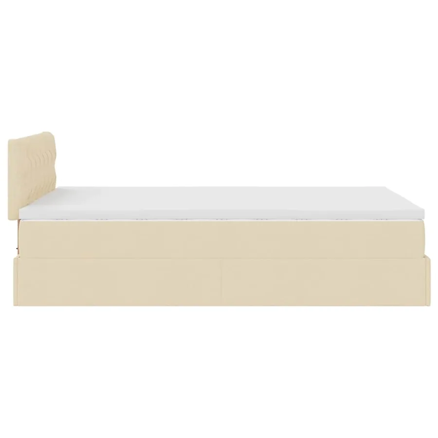 Lit ottoman avec matelas et LED crème 120x190 cm tissu - 11
