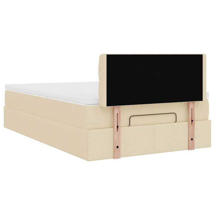 Lit ottoman avec matelas et LED crème 120x190 cm tissu - 12