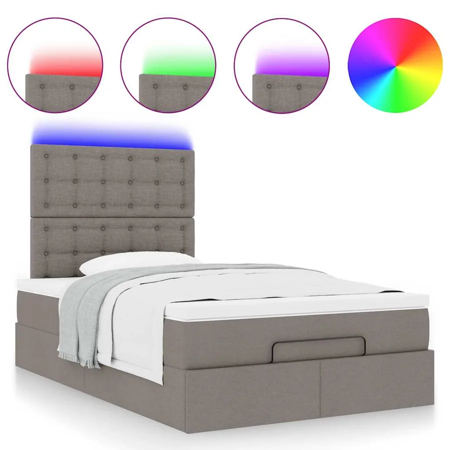 Cadre de lit ottoman avec matelas taupe 120x190 cm tissu - 5
