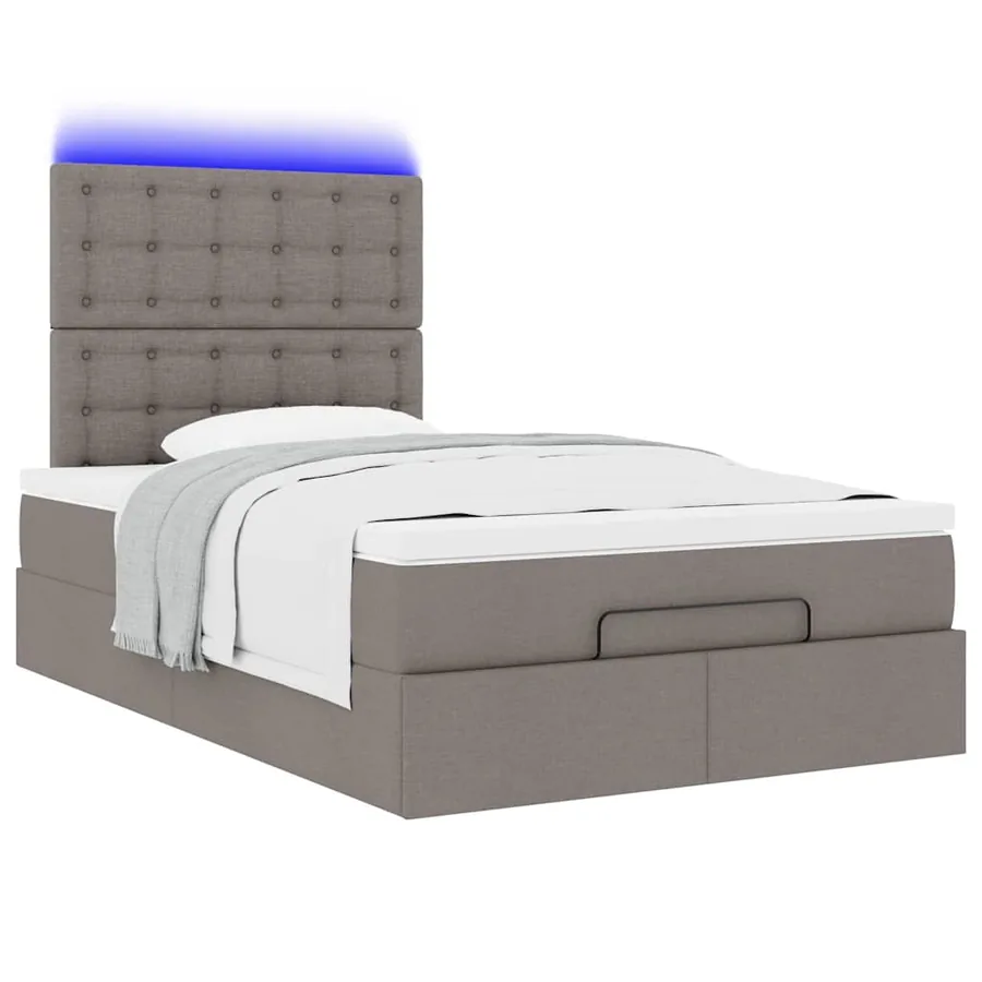 Cadre de lit ottoman avec matelas taupe 120x190 cm tissu - 6