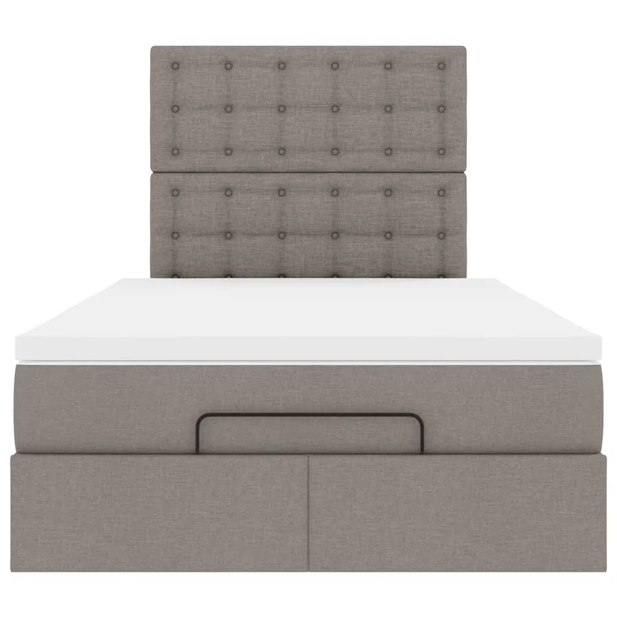 Cadre de lit ottoman avec matelas taupe 120x190 cm tissu - 8
