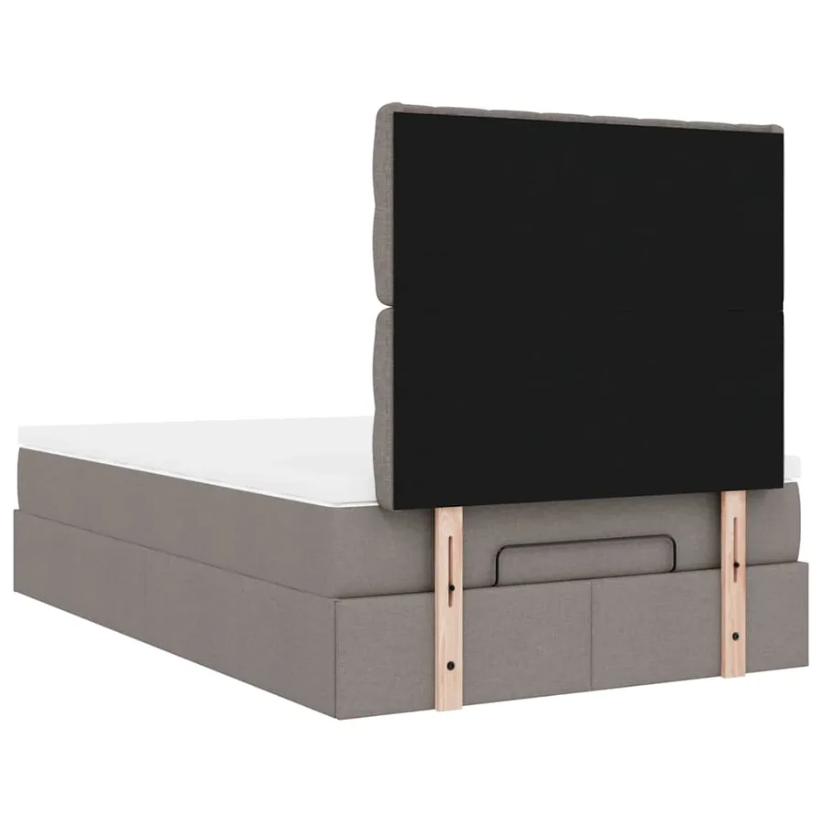 Cadre de lit ottoman avec matelas taupe 120x190 cm tissu - 12