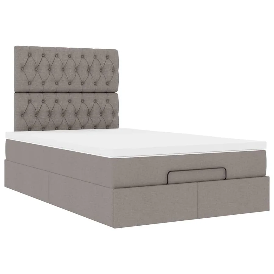 Cadre de lit ottoman avec matelas taupe 120x190 cm tissu - 7