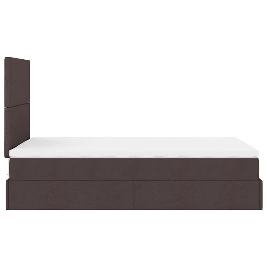Cadre de lit ottoman avec matelas marron foncé 120x190 cm tissu - 11