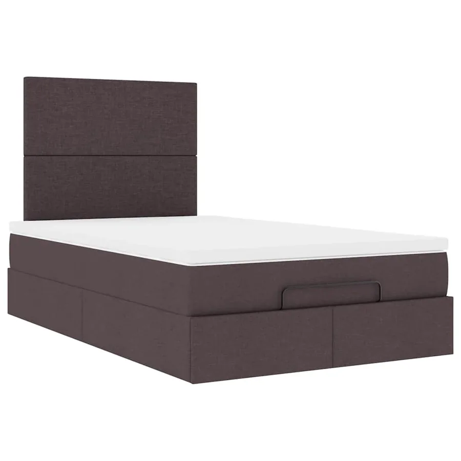 Cadre de lit ottoman avec matelas marron foncé 120x190 cm tissu - 7