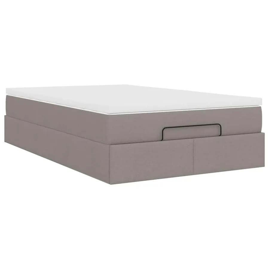 Cadre de lit ottoman avec matelas taupe 120x190 cm tissu - 10