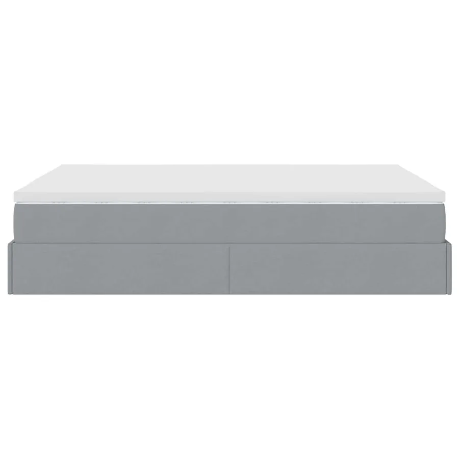 Cadre de lit ottoman et matelas gris clair 140x200 cm tissu - 9
