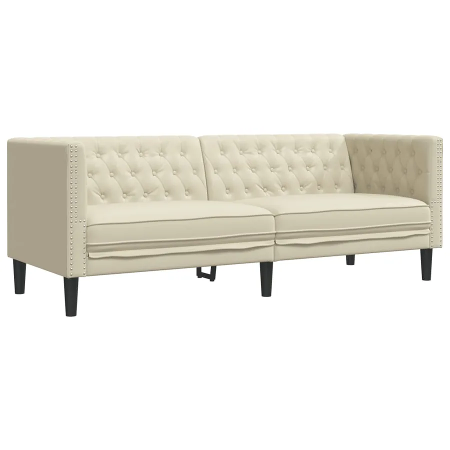 Ensemble de canapé Chesterfield 3 pcs crème similicuir - 4