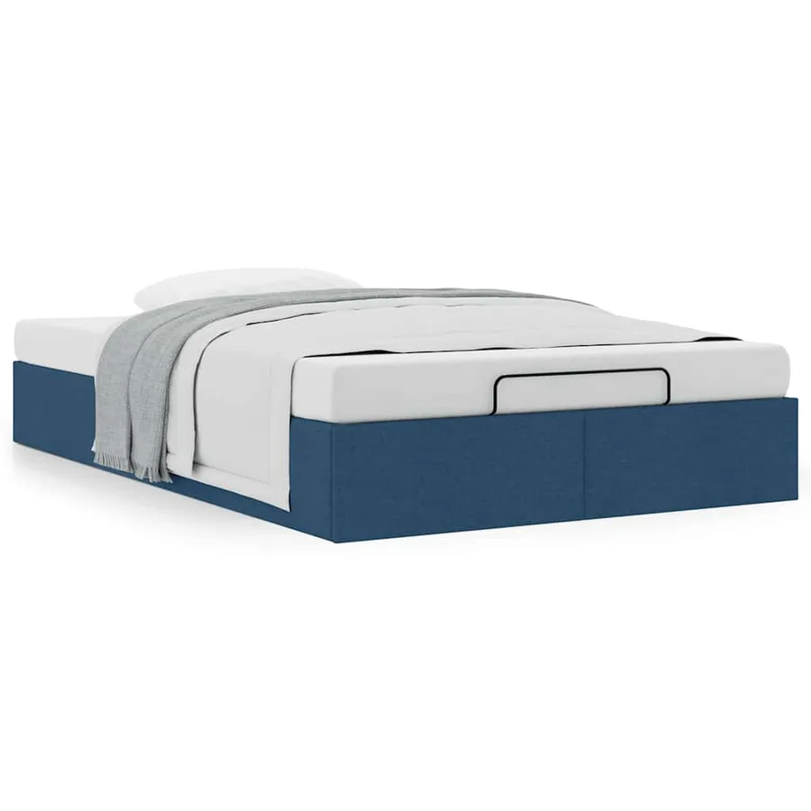Cadre de lit ottoman sans matelas bleu 120x190 cm tissu - 4