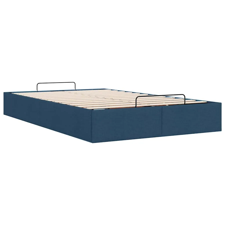 Cadre de lit ottoman sans matelas bleu 120x190 cm tissu - 9