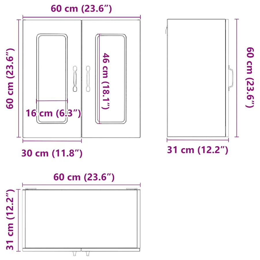Armoire murale de cuisine avec porte en verre Kalmar noir - 12