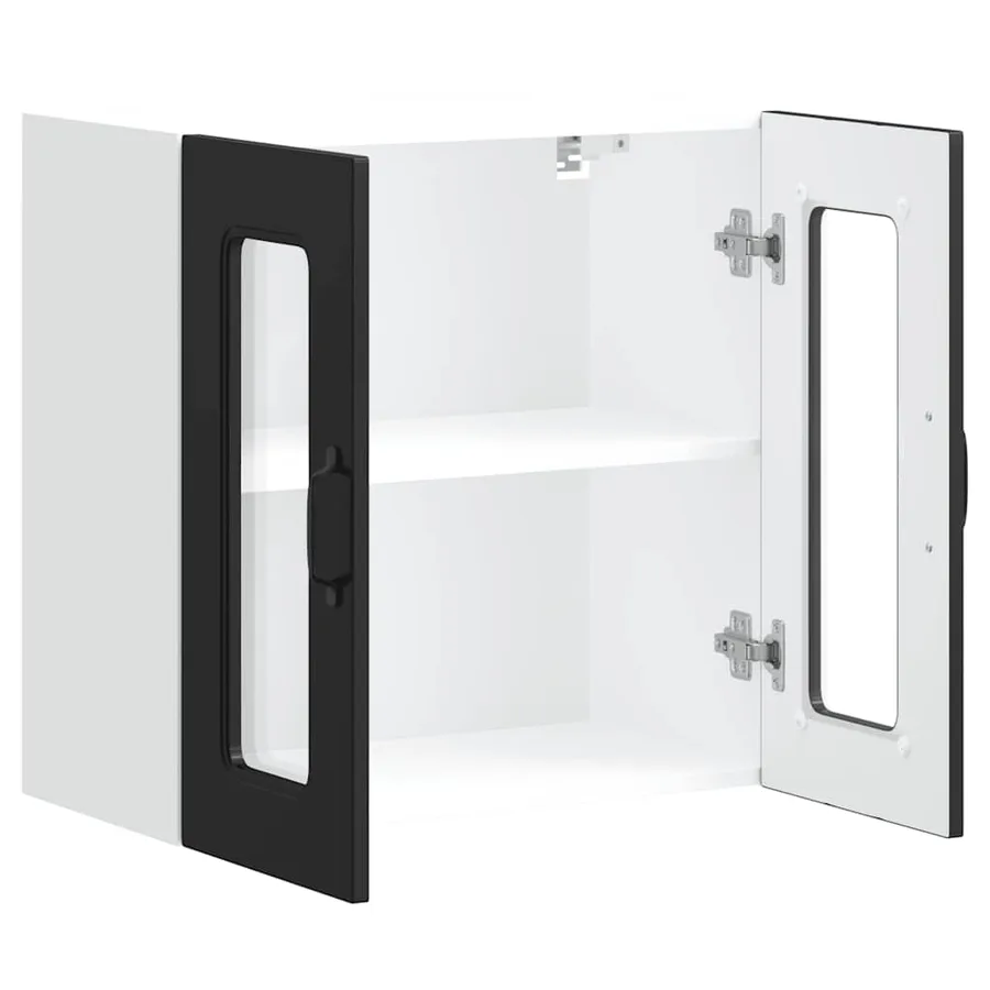 Armoire murale de cuisine avec porte en verre Kalmar noir - 6