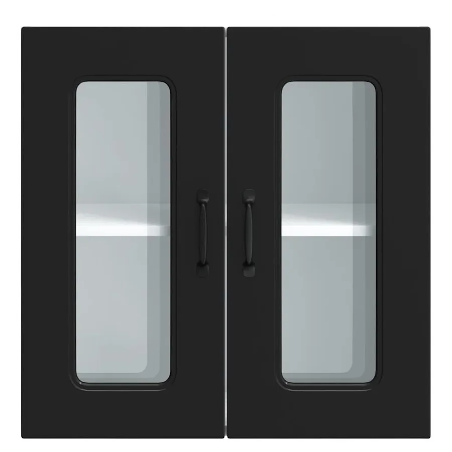 Armoire murale de cuisine avec porte en verre Kalmar noir - 7