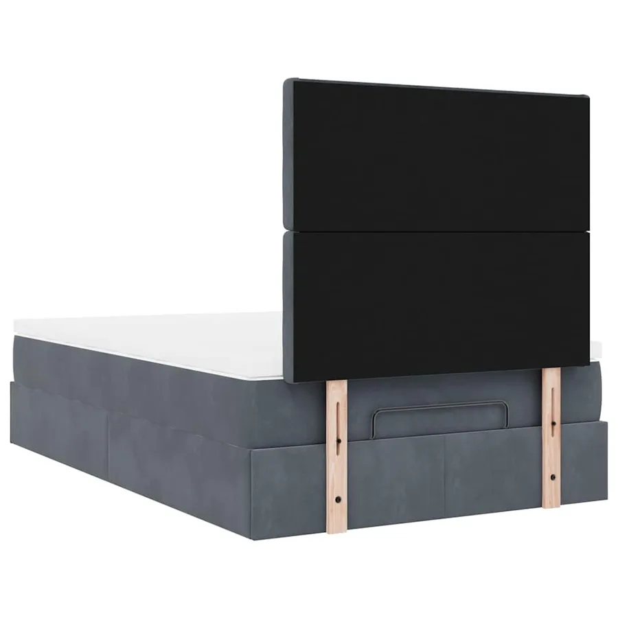 Cadre de lit ottoman et matelas gris foncé 120x200 cm velours - 10