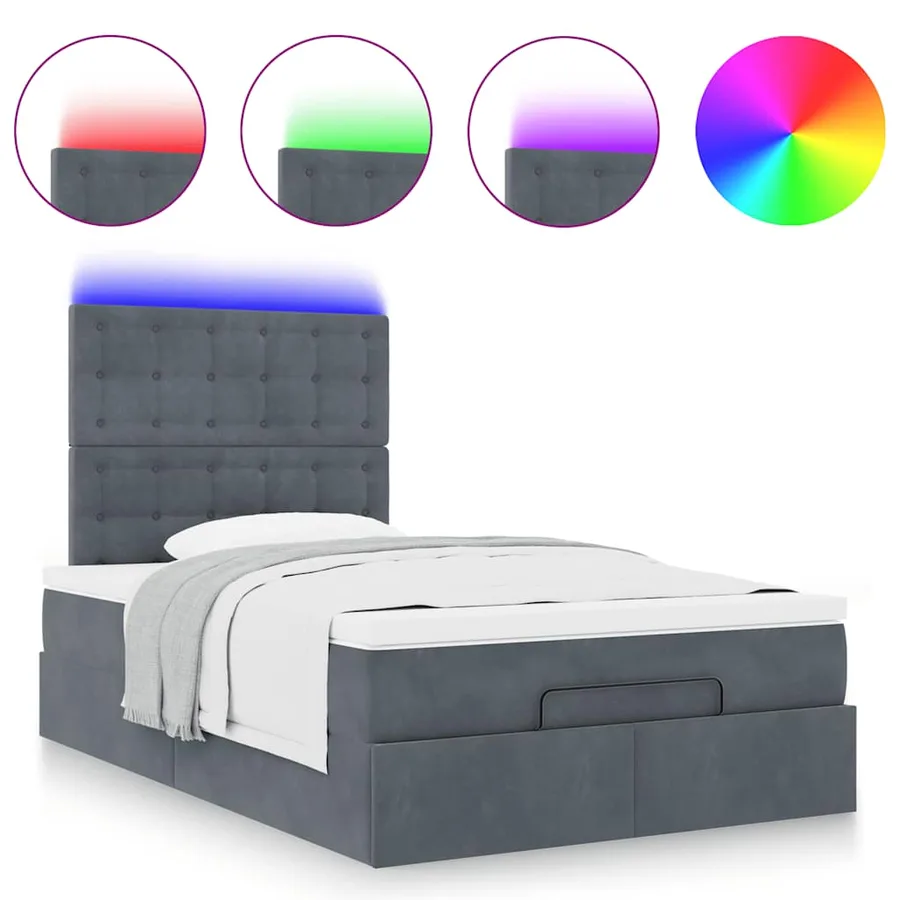 Cadre de lit ottoman et matelas gris foncé 120x200 cm velours - 5