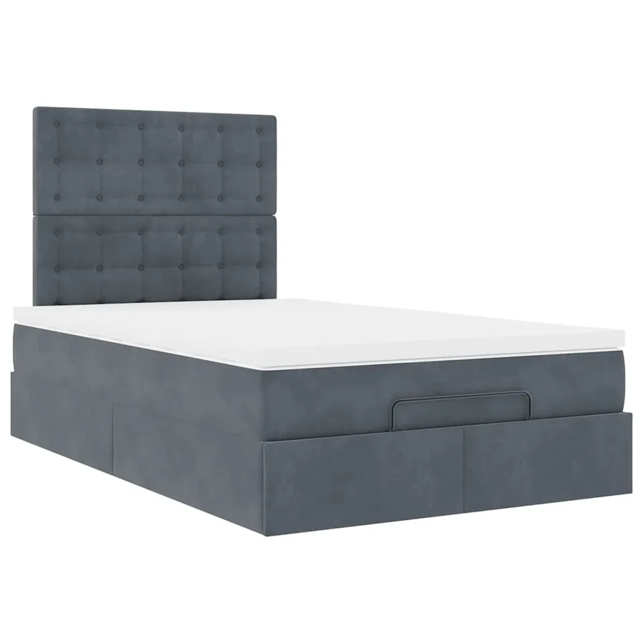 Cadre de lit ottoman et matelas gris foncé 120x200 cm velours - 7