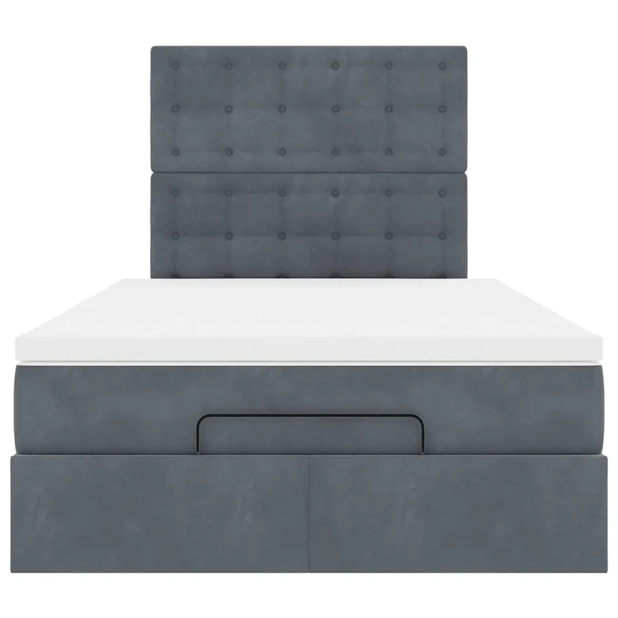 Cadre de lit ottoman et matelas gris foncé 120x200 cm velours - 8