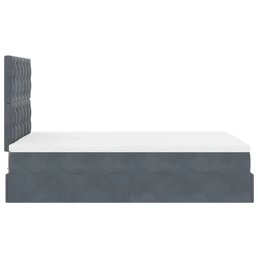 Cadre de lit ottoman et matelas gris foncé 120x200 cm velours - 9