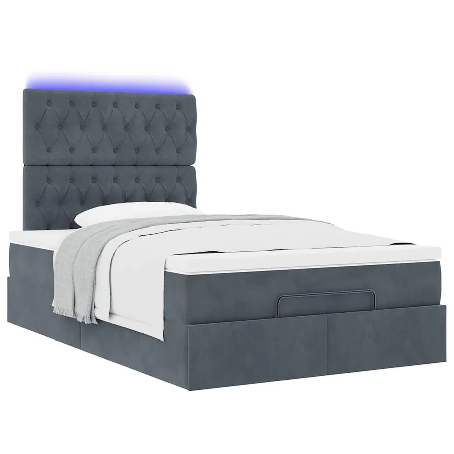 Cadre de lit ottoman et matelas gris foncé 120x200 cm velours - 6