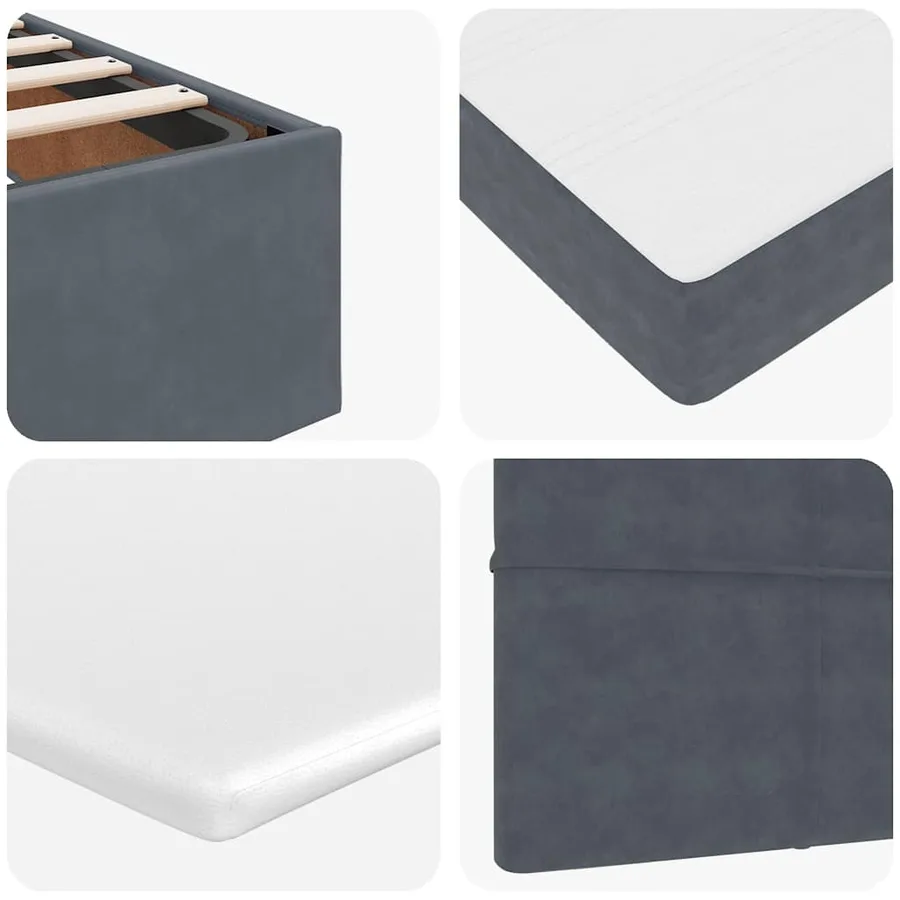 Cadre de lit ottoman et matelas gris foncé 120x200 cm velours - 14