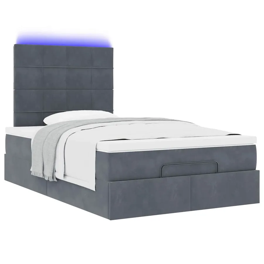 Cadre de lit ottoman et matelas gris foncé 120x200 cm velours - 6