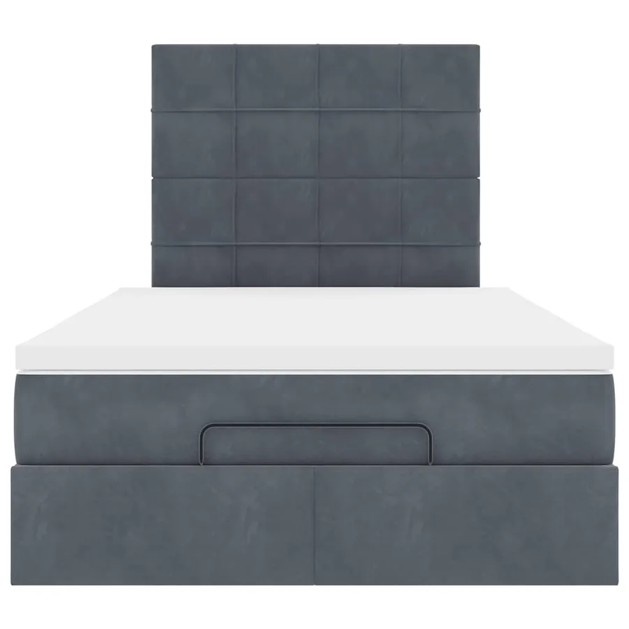 Cadre de lit ottoman et matelas gris foncé 120x200 cm velours - 8