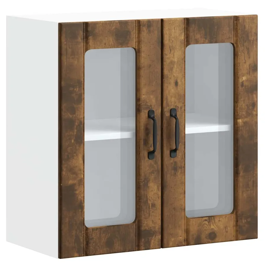 Armoire murale de cuisine avec porte vitrée "Lucca" Chêne fumé Bois d'ingénierie - 2