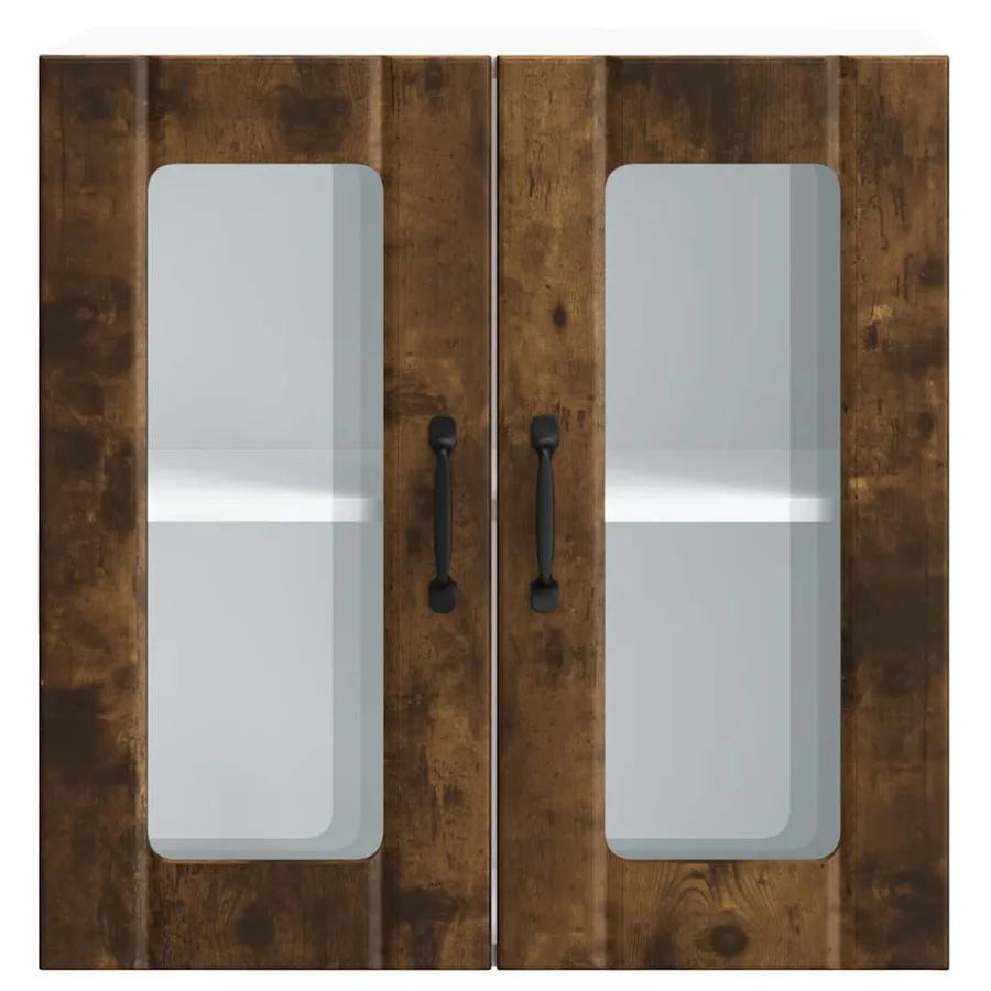 Armoire murale de cuisine avec porte vitrée "Lucca" Chêne fumé Bois d'ingénierie - 6