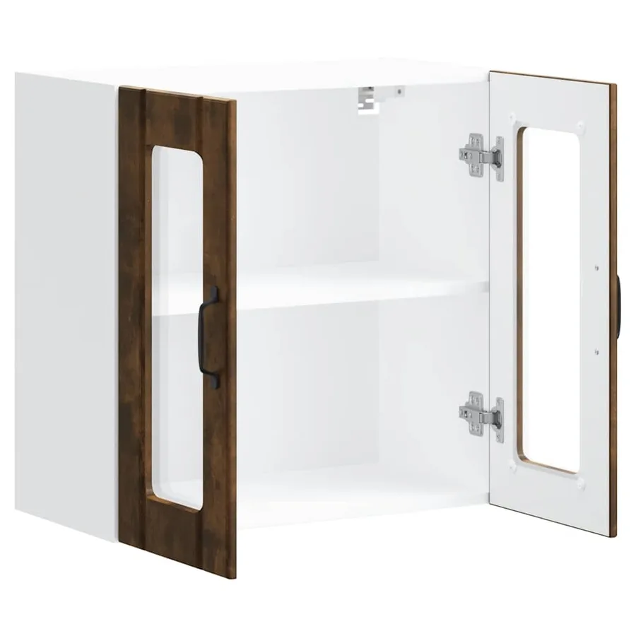 Armoire murale de cuisine avec porte vitrée "Lucca" Chêne fumé Bois d'ingénierie - 7